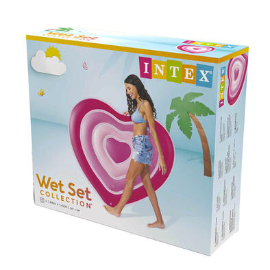 Intex粉紅大愛心充氣浮床