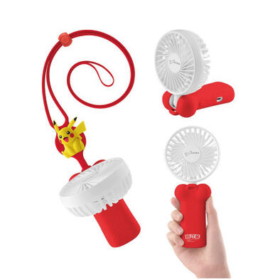Pokemon寶可夢 頸掛折疊三用風扇-皮卡丘-紅