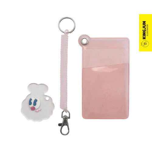 KINGJUN 經典彈簧卡套／閃粉粉＋粉繩＋經典蠢兔（透）