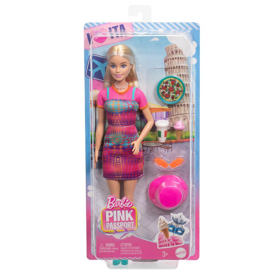 Barbie Pink Passport Italy Doll Set with Clothes & Travel