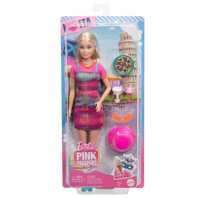 Barbie Pink Passport Italy Doll Set with Clothes & Travel Accessories