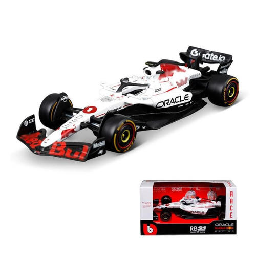 Bburago比美高1:43 F1系列-1:43紅牛車隊RB21（無頭盔）（2025日本大獎賽）（#1馬克斯&middot;維斯塔潘）（#22 角田裕毅）- 白色