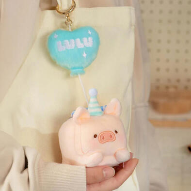 Lulu The Piggy罐頭豬 經典系列 毛絨掛件 (粉藍汽球款)
