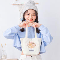 Pokemon 精靈寶可夢聯名款手繪風伊布帆布提袋#奶茶色