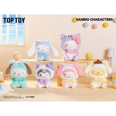 TOPTOY三麗鷗家族逗逗小貓系列搪膠絨毛盲盒-隨機發貨