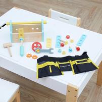 Teamson小幫手可攜式木製工具手提盒玩具19件組