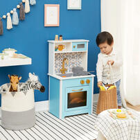 Teamson Little Chef DeMille Classic Toy Kitchen (With Soup Pot) - Sky Blue