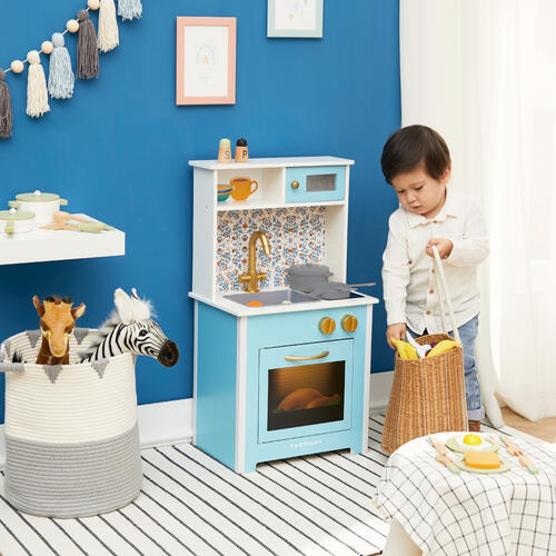 Teamson Little Chef DeMille Classic Toy Kitchen (With Soup Pot) - Sky Blue