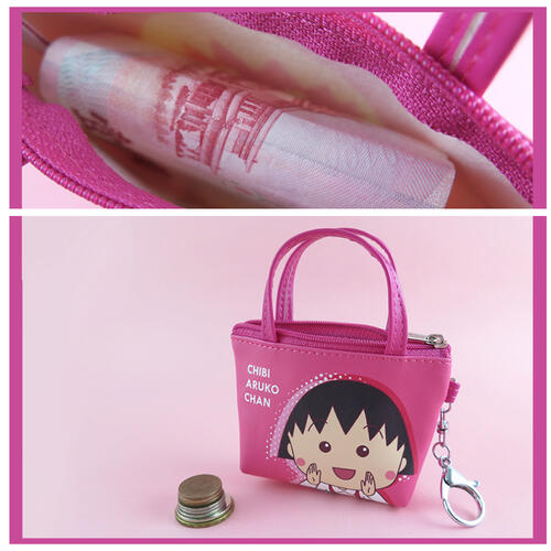 Chibi Maruko 櫻桃小丸子 造型零錢包-桃紅