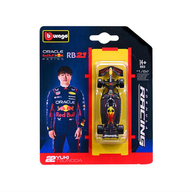 Bburago比美高1:64 F1掛卡系列-紅牛車隊RB21（2025巴林大獎賽）（#22角田裕毅）（無頭盔）-啞藍18-58003#22
