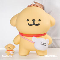 線條小狗結伴出遊存錢筒-小金毛