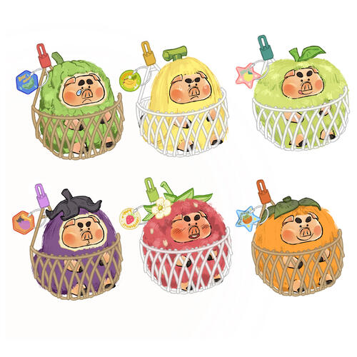 Miniso&nbsp;	豬堅強果蔬系列搪膠毛絨盲盒- 隨機發貨