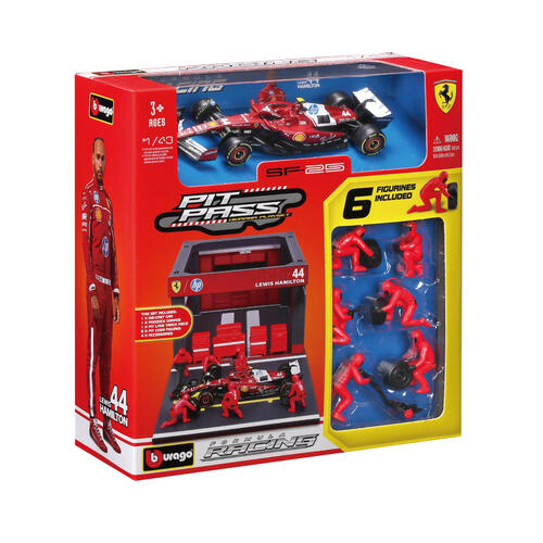 Bburago比美高 1：43 F1維修站場景組合 法拉利 SF-25 （2025）#44 劉易斯&middot;漢密爾頓