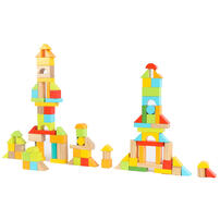 playpop 100 Pieces Wooden Block Bucket Set
