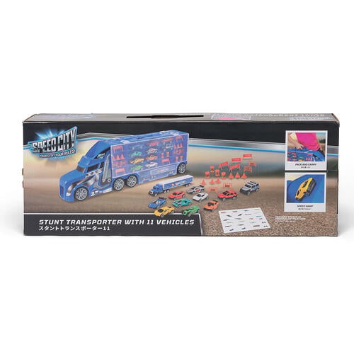 Speed City Stunt Transporter with 11 vehicles