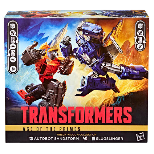 Transformers Age of the Primes Wreck 'n Doom Collection Autobot Sandstorm vs Slugslinger