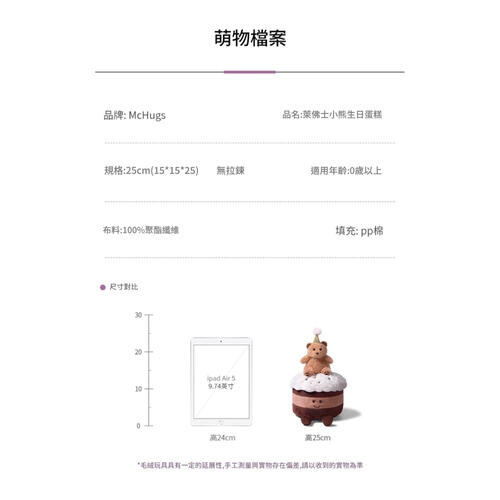 mchugs Raffles HBD CAKE BEAR 25CM