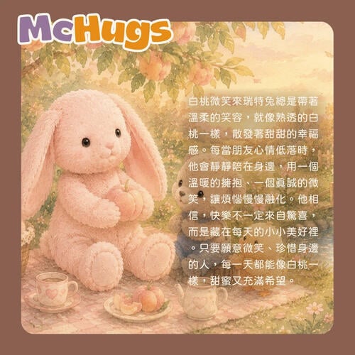 mchugs White Peach Smiling Leveret 25cm
