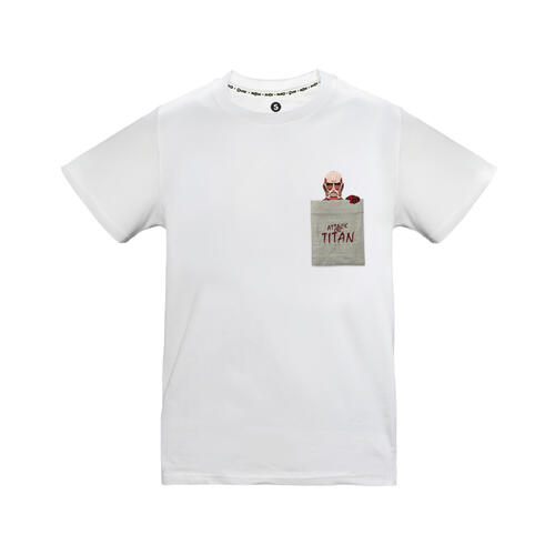Attack on Titan進擊的巨人 刺繡口袋T-shirt(巨人)-進擊的巨人XL