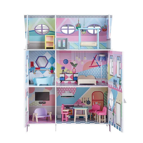 Teamson Wonderland Sunroom Wooden Sound and Light Luxury Barbie House (with 11 Furniture Accessories)