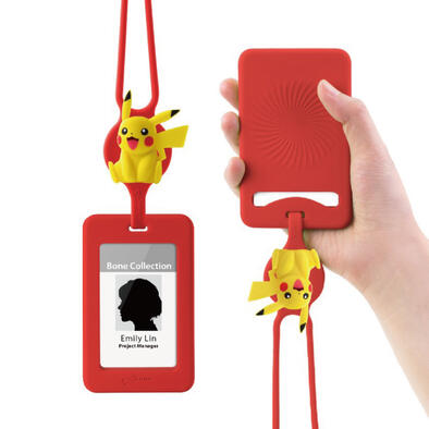 Pokemon寶可夢 頸掛開窗識別證套-皮卡丘-紅