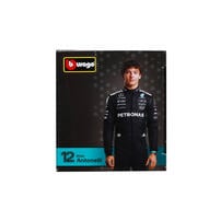 Bburago比美高 1:43 F1系列-1:43 賓士車隊-AMG F1 W16 E （無頭盔，紙盒版）（2025 澳洲大獎賽）（#63 喬治&middot;拉塞爾）- 霧黑/銀