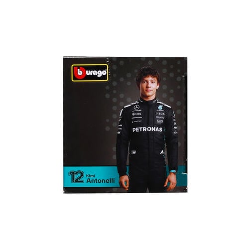 Bburago比美高 1:43 F1系列-1:43 賓士車隊-AMG F1 W16 E （無頭盔，紙盒版）（2025 澳洲大獎賽）（#63 喬治&middot;拉塞爾）- 霧黑/銀
