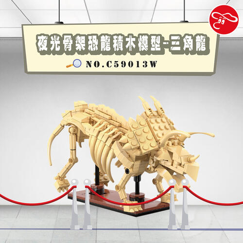 Cada咔搭 夜光骨架恐龍積木模型-三角龍