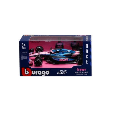 Bburago比美高1:43 F1系列-1:43 阿爾派 A525（無頭盔，紙盒版）（2025 摩納哥大獎賽）（#10 皮埃爾&middot;加斯利）- 金屬藍/啞光黑/粉紅
