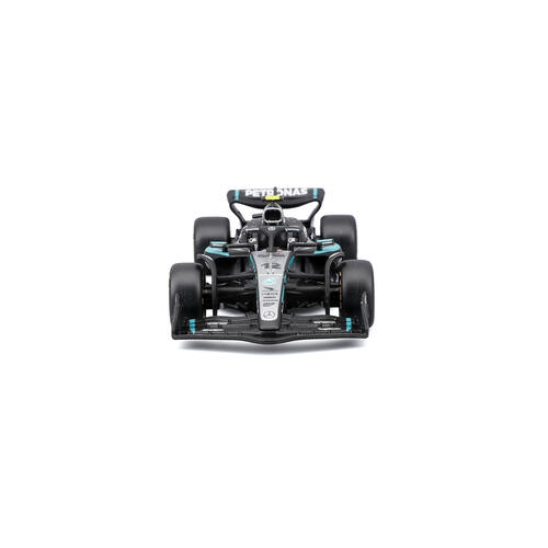 Bburago比美高1:43 F1系列-1:43賓士車隊-AMG F1 W16 E（無頭盔，紙盒版）（2025澳洲大獎賽）（#12安德烈亞&middot;基米&middot;安東內利）（#63 喬治&middot;拉塞爾）-霧黑/銀色