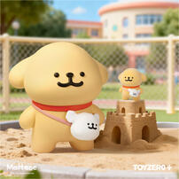 線條小狗結伴出遊存錢筒-小金毛