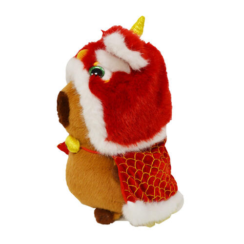 TUNTUNZAI卡皮巴拉	豚豚崽豚個好運-醒獅帽公仔22cm