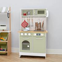 Teamson Little Chef Boston Modern Classic Wooden Toy Kitchen - Olive Green