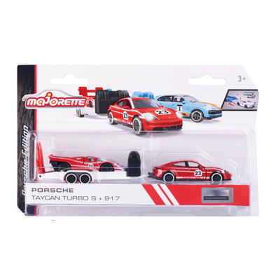 Majorette美捷輪小汽車-保時捷賽車拖車- 隨機發貨