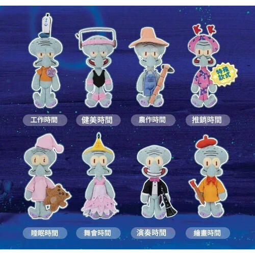 Spongebob 海綿寶寶	比奇堡&middot;章魚哥的一天系列毛絨盲盒（1/8）- 隨機發貨