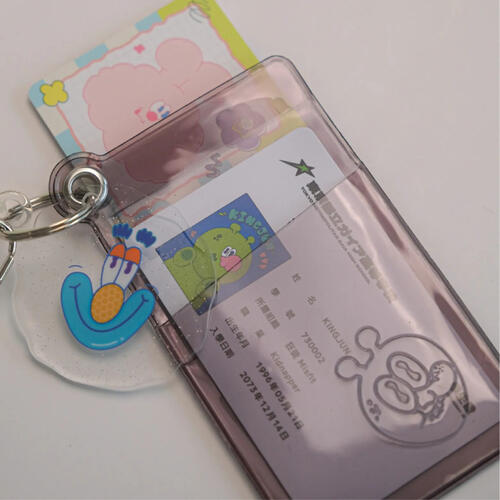 KINGJUN 經典彈簧卡套／閃粉粉＋粉繩＋經典蠢兔（透）