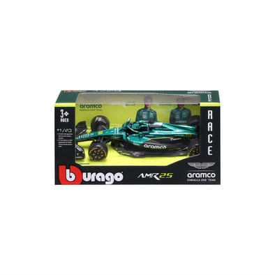 Bburago比美高1:43 F1系列-阿斯頓馬丁 AMR25 （無頭盔，紙盒版）（2025 澳洲大獎賽）（#18 蘭斯&middot;斯特羅爾） - 金屬綠 18-38250#18