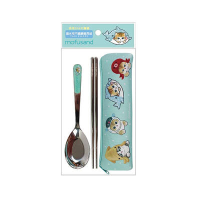 Mofusand 貓福珊迪 潛水布不鏽鋼餐具組-海底生物