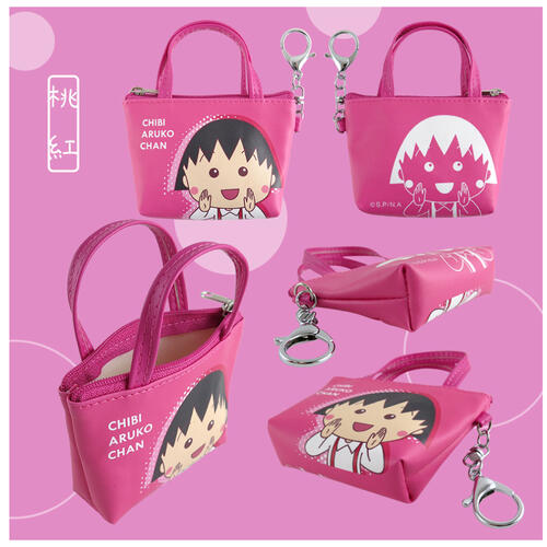 Chibi Maruko 櫻桃小丸子 造型零錢包-桃紅