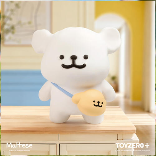 線條小狗結伴出遊存錢筒-白狗