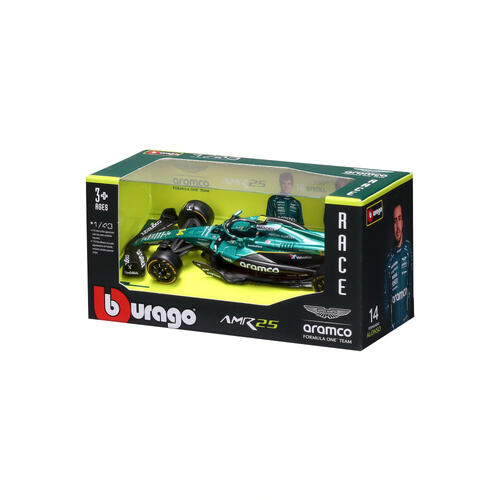 Bburago比美高1:43 F1系列-阿斯頓馬丁 AMR25 （無頭盔，紙盒版）（2025 澳洲大獎賽） （#14 費爾南多&middot;阿隆索） - 金屬綠 18-38250#14