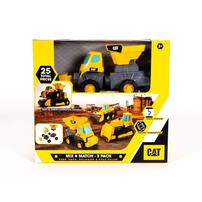 Cat Caterpillar Mix & Match 3 Pack Dump Truck, Bulldozer & Road Roller