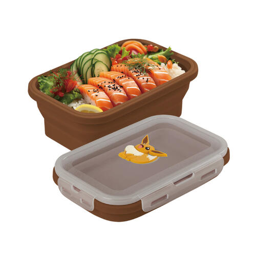 Pokemon寶可夢 矽膠摺疊保鮮盒-伊布-1200ml