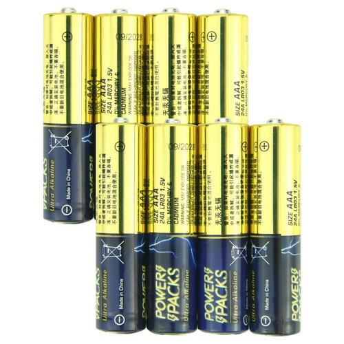 Power Packs Ultra Alkaline AAA Battery 8 Pieces