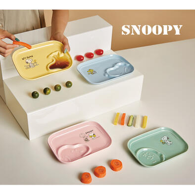 Snoopy Plate Set - Blue-Ye- Assorted