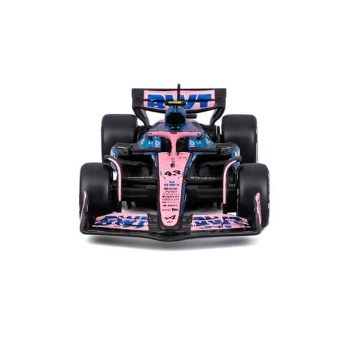 Bburago比美高1:43 F1系列-1:43 阿爾派 A525（無頭盔，紙盒版）（2025 摩納哥大獎賽）（#43 弗蘭科&middot;科拉平托）- 金屬藍/啞光黑/粉紅