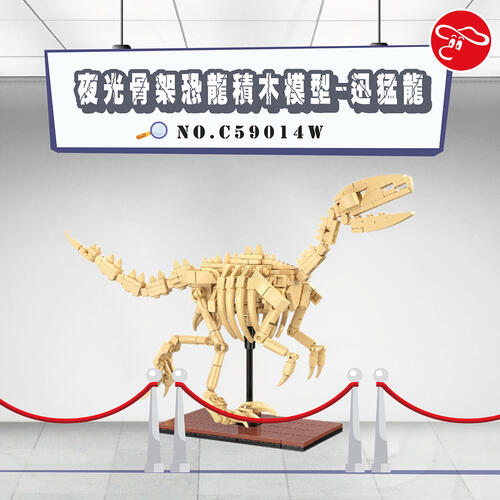 Cada咔搭 夜光骨架恐龍積木模型-迅猛龍