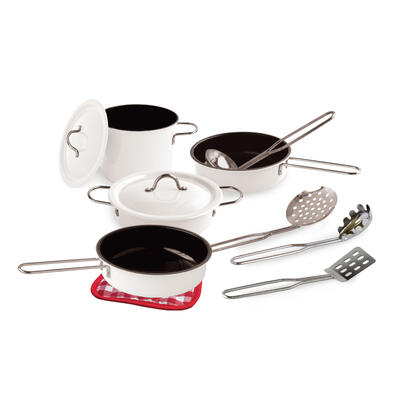 Teamson-仿真迷你不鏽鋼玩具組-白色(11件組)