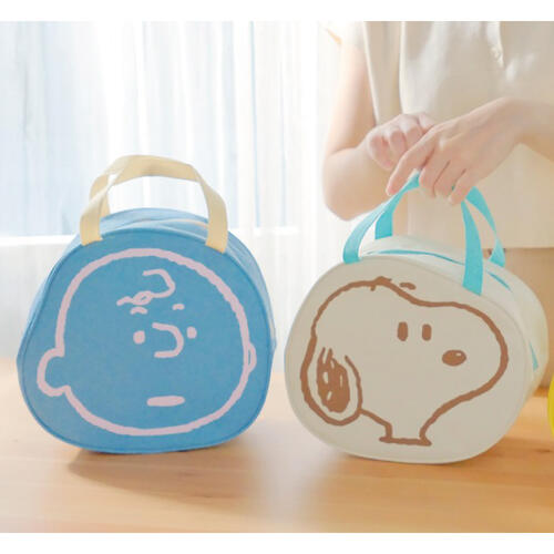 SNOOPY 史努比 童趣造型手提保溫袋-史努比 米白/ 查理布朗 藍色