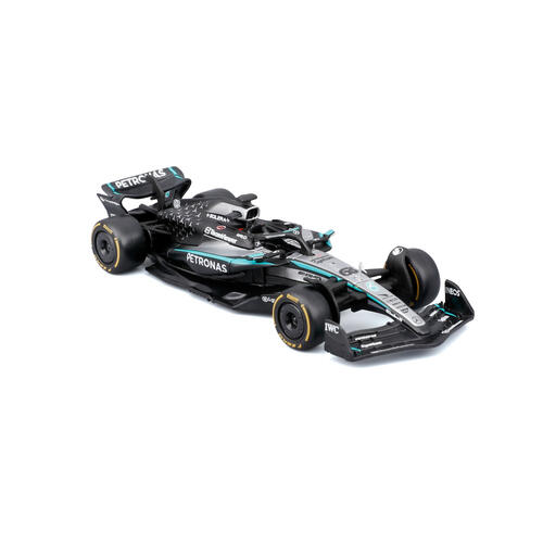 Bburago比美高 1:43 F1系列-1:43 賓士車隊-AMG F1 W16 E （無頭盔，紙盒版）（2025 澳洲大獎賽）（#63 喬治&middot;拉塞爾）- 霧黑/銀